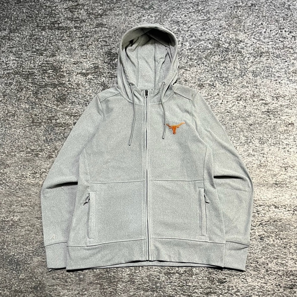 NWT Texas Longhorn Zip Up Hoodie Mens Medium Gray Antigua College University